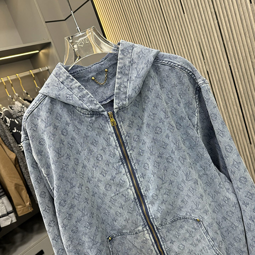 ルイヴィトン 全面ジャカードデニムのジップアップジャケット