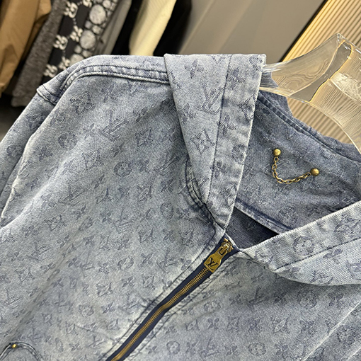 ルイヴィトン 全面ジャカードデニムのジップアップジャケット