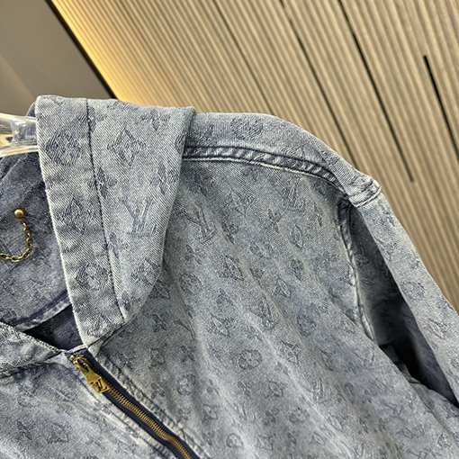 ルイヴィトン 全面ジャカードデニムのジップアップジャケット