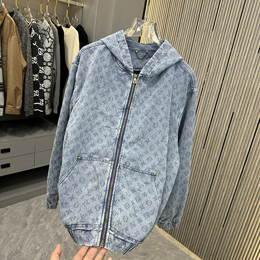 ルイヴィトン 全面ジャカードデニムのジップアップジャケット