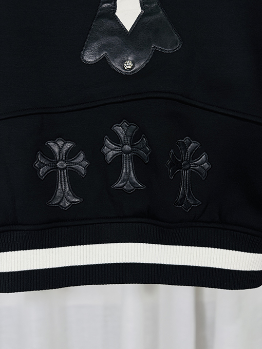 クロムハーツ 3Dレザーカップルカジュアルカーディガン付きフリース裏地ベースボールジャケット