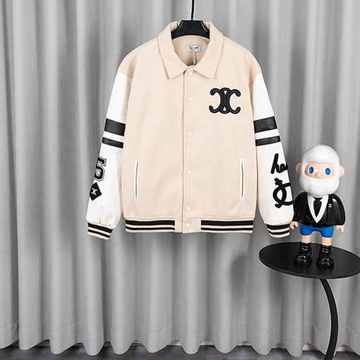 セリーヌ ランウェイスタイルの凱旋門刺繍ベースボールジャージ