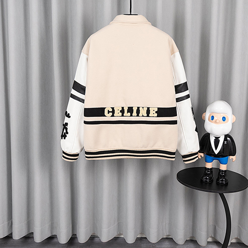 セリーヌ ランウェイスタイルの凱旋門刺繍ベースボールジャージ