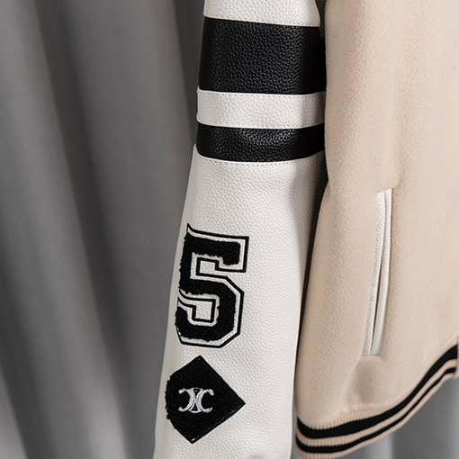 セリーヌ ランウェイスタイルの凱旋門刺繍ベースボールジャージ