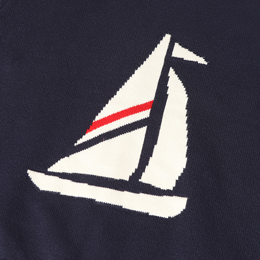 トムブラウン セイルボート柄ウールブレンドジップアップカーディガンセーター