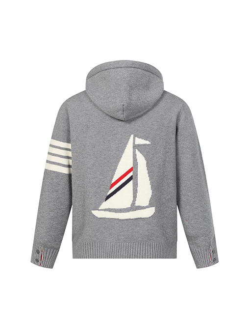 トムブラウン セイルボート柄ウールブレンドジップアップカーディガンセーター