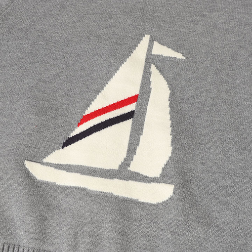 トムブラウン セイルボート柄ウールブレンドジップアップカーディガンセーター