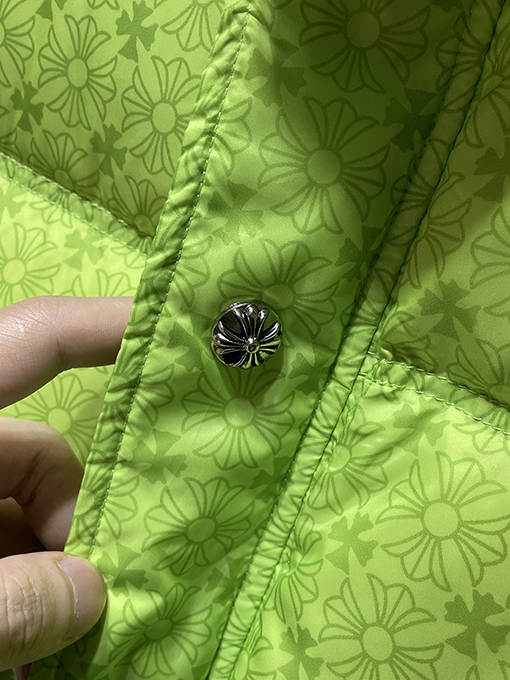 クロムハーツ ダークパターンシリーズ 蛍光グリーン ダウンベスト