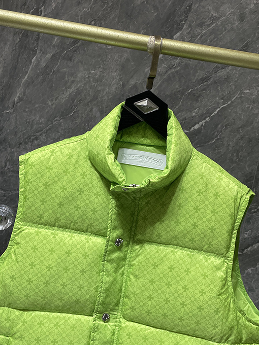 クロムハーツ ダークパターンシリーズ 蛍光グリーン ダウンベスト