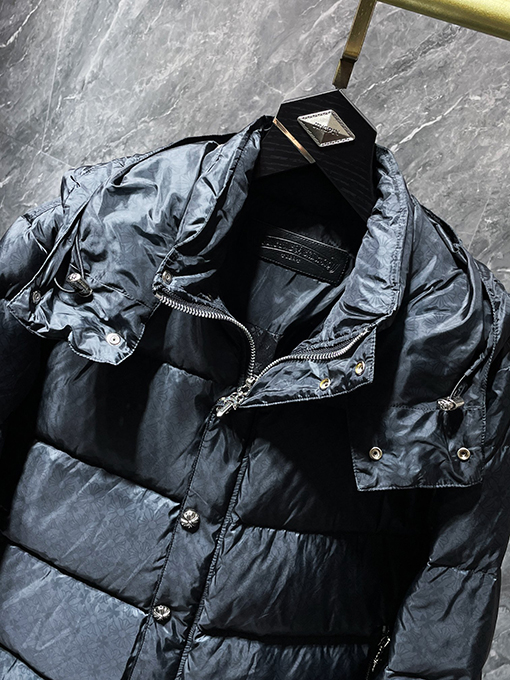 クロムハーツコピー 新しいダークパターンのフード付きダウンジャケット