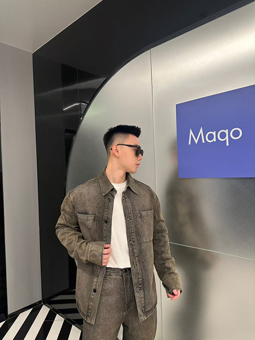 フェンディ ラペルシングルブレストオーバーロックデニムジャケット