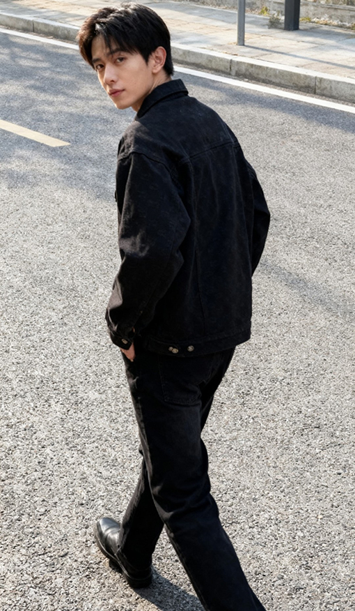 グッチ ダークパターンのジャカードデニムジャケット