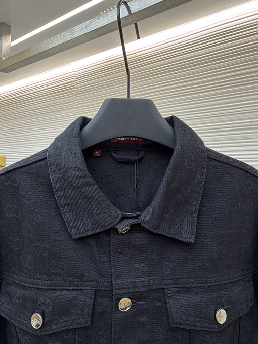 グッチ ダークパターンのジャカードデニムジャケット