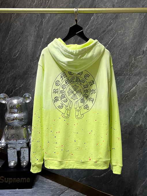 クロムハーツ クロスホースシューグラデーションスプラッターペイントラインストーンパーカー