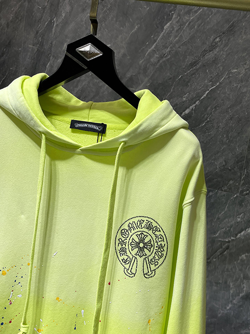 クロムハーツ クロスホースシューグラデーションスプラッターペイントラインストーンパーカー