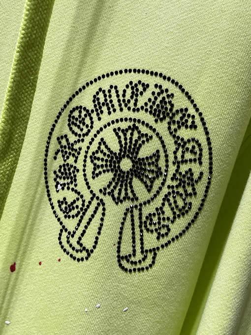 クロムハーツ クロスホースシューグラデーションスプラッターペイントラインストーンパーカー