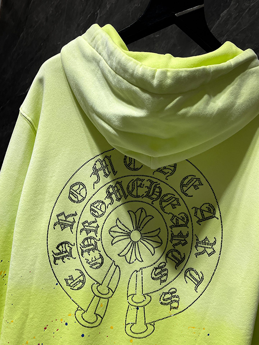 クロムハーツ クロスホースシューグラデーションスプラッターペイントラインストーンパーカー