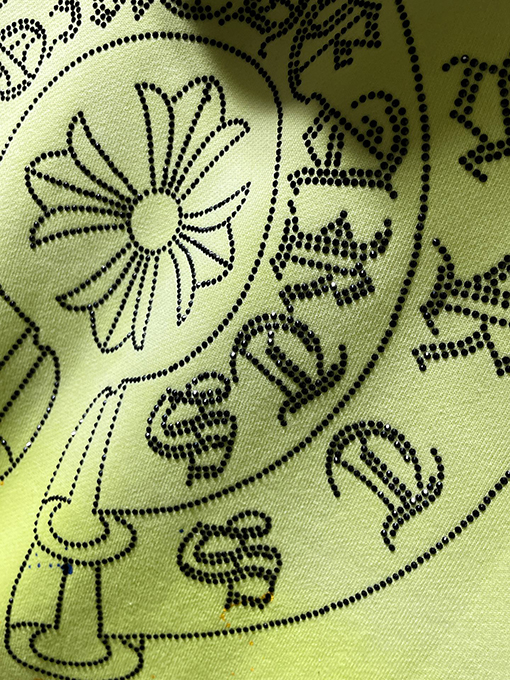 クロムハーツ クロスホースシューグラデーションスプラッターペイントラインストーンパーカー