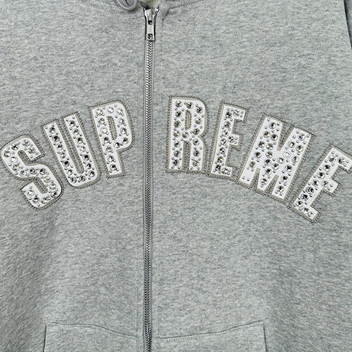 SUPREME x B.B.SIMON ZIP UP HOODED コラボレーション スワロフスキークリスタル ジップパーカー