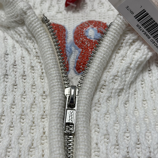 シュプリーム SPORT ZIP UP FOOTBALL HOOD SWEATER37 手刺繍のフード付きジップアップニットセーター