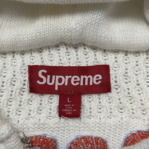 シュプリーム SPORT ZIP UP FOOTBALL HOOD SWEATER37 手刺繍のフード付きジップアップニットセーター