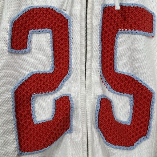 シュプリーム SPORT ZIP UP FOOTBALL HOOD SWEATER37 手刺繍のフード付きジップアップニットセーター