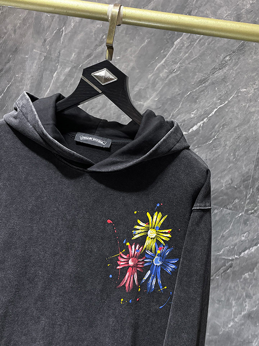 クロムハーツ 手描きのグラフィティのカラフルなクロスの洗えるパーカー