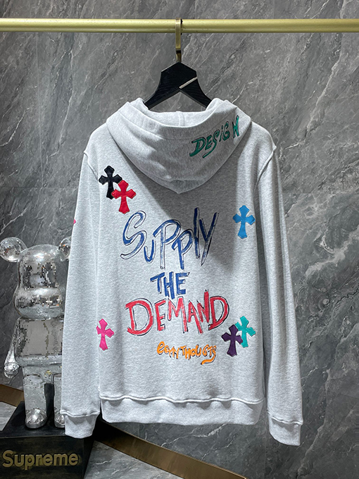 クロムハーツ カラフルなクロスパッチワークサンスクリット手描きグラフィティパーカー