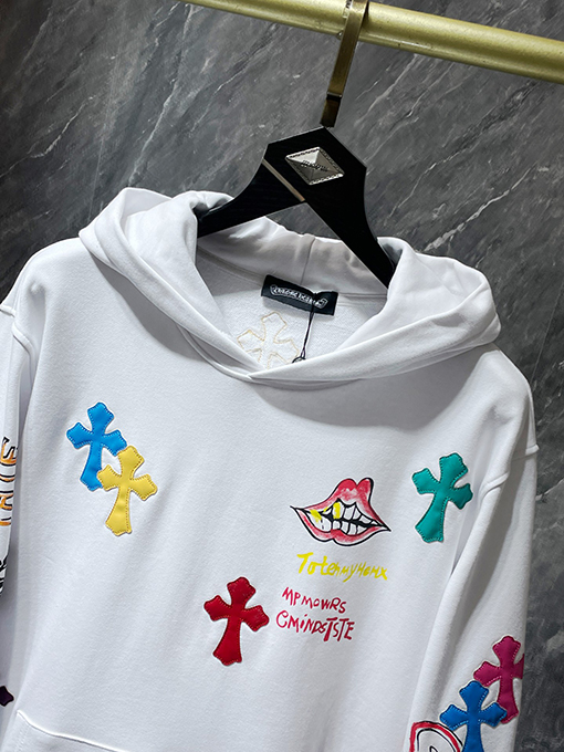 クロムハーツ カラフルなクロスパッチワークサンスクリット手描きグラフィティパーカー