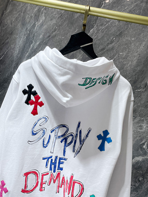 クロムハーツ カラフルなクロスパッチワークサンスクリット手描きグラフィティパーカー