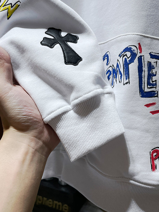 クロムハーツ カラフルなクロスパッチワークサンスクリット手描きグラフィティパーカー