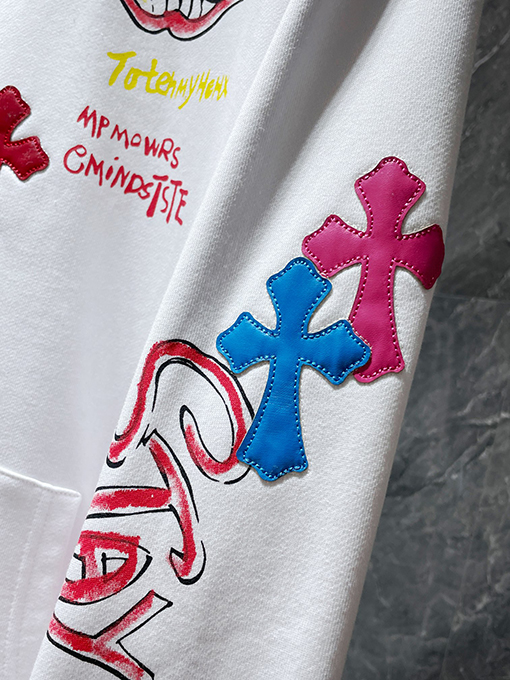 クロムハーツ カラフルなクロスパッチワークサンスクリット手描きグラフィティパーカー