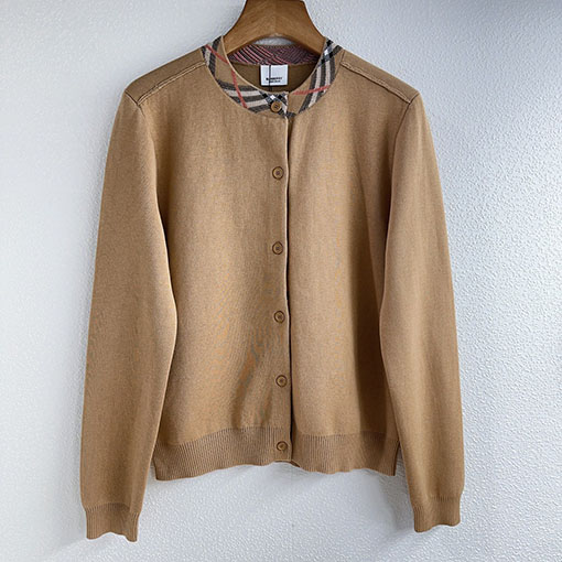 バーバリーコピー 新作チェック柄パッチワークカラーニットカーディガン