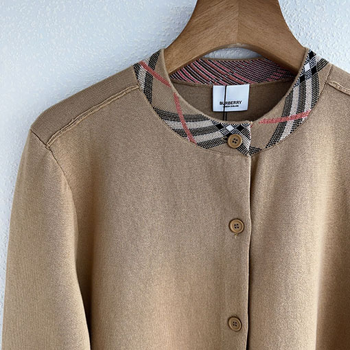バーバリーコピー 新作チェック柄パッチワークカラーニットカーディガン