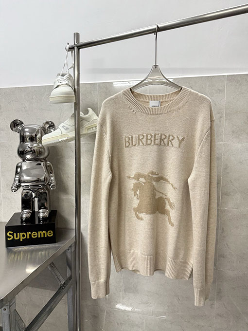 バーバリー 新しいカラーブロックロゴ乗馬ジャカードウールニットセーター