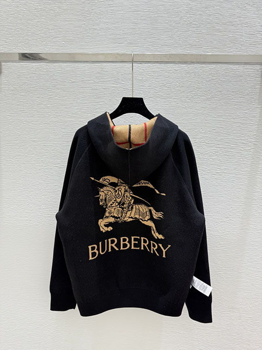 バーバリー 新作モノグラムフード付き両面ニット長袖カーディガン