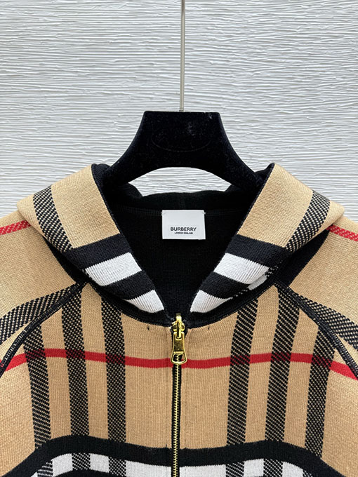 バーバリー 新作モノグラムフード付き両面ニット長袖カーディガン