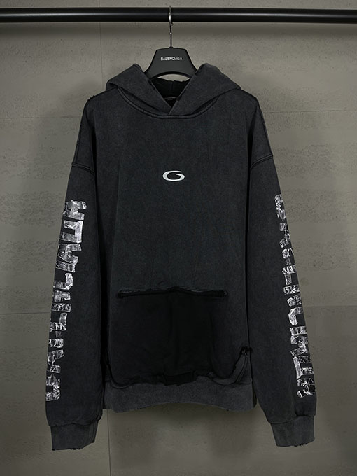 バレンシアガ BALENCIAGA 新作マスキングテーププリントフード付きスパーカー