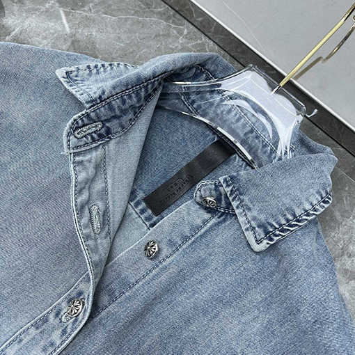 クロムハーツ 新しいクラシックなパッチワーク刺繍デニムシャツ