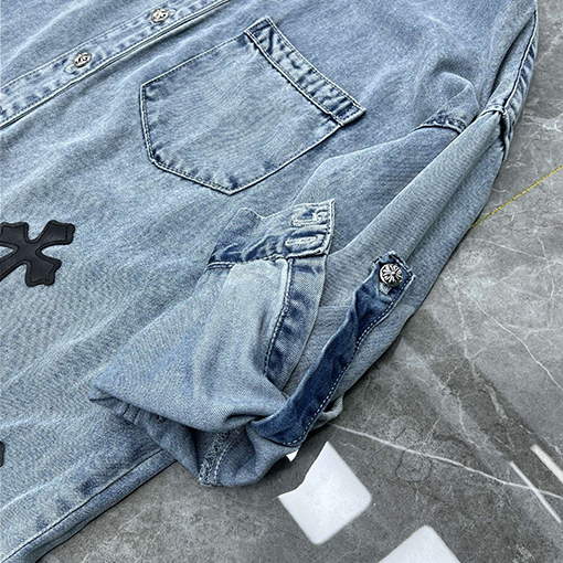 クロムハーツ 新しいクラシックなパッチワーク刺繍デニムシャツ