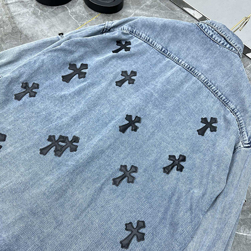 クロムハーツ 新しいクラシックなパッチワーク刺繍デニムシャツ