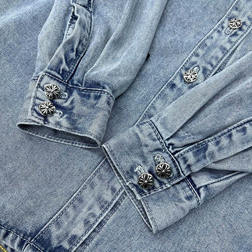 クロムハーツ 新しいクラシックなパッチワーク刺繍デニムシャツ