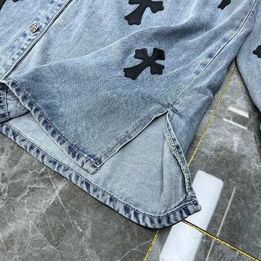 クロムハーツ 新しいクラシックなパッチワーク刺繍デニムシャツ