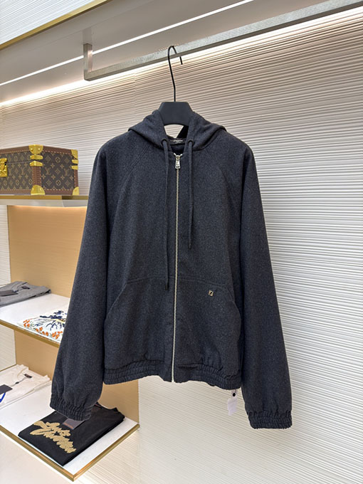 フェンディ フード付きジップアップカシミアカーディガン