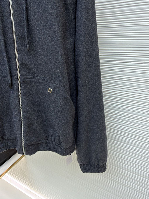 フェンディ フード付きジップアップカシミアカーディガン