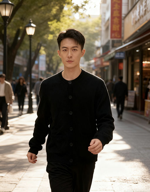 プラダ クルーネックシングルブレストカシミアカーディガン