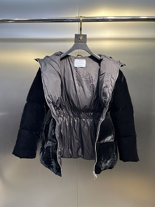 プラダ 新しいレディースベルベットアントウエストダウンジャケット