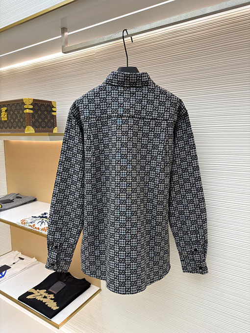 グッチ 全面チェック柄ジャカードシャツ