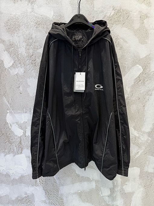 バレンシアガ 新しいフード付き織りウィンドブレーカースポーツジャケット