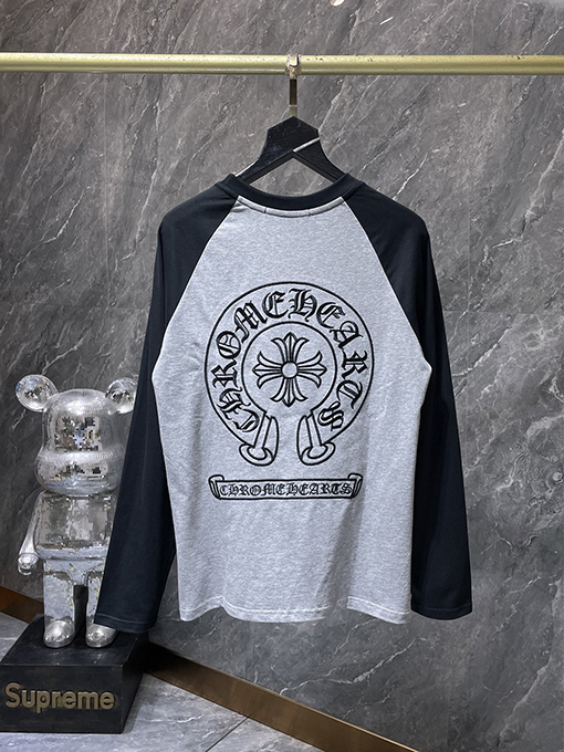 クロムハーツ サンスクリット刺繍文字カラーブロック長袖シャツ